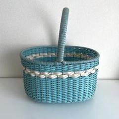 昭和レトロの買い物カゴ ブルー 希少