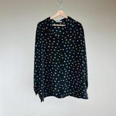USED イタリア製 オープンカラーシャツ 黒 ドット柄 vintage
