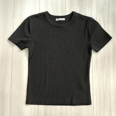 ZARA 黒 リブTシャツ　半袖のサムネイル