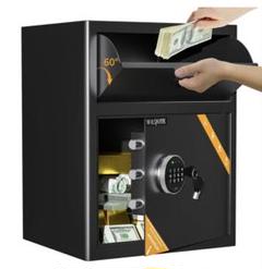 WASJOYE 投入式金庫 家庭用金庫 テンキー式 防犯セキュリティー 69L