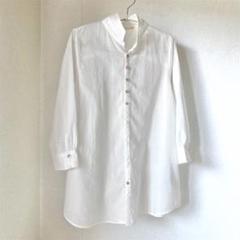 【美品】パラスパレス　ブラウス　シャツコットン　貝ボタン　スタンドカラー　L 美品】パラスパレス ブラウス シャツコットン 貝ボタン スタンド
