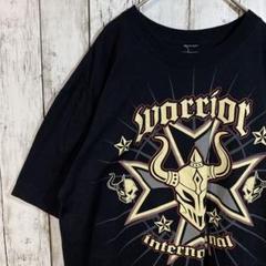 アメリカ古着WARRIOR 仮面　バックプリントTシャツ　半袖　ブラック　 XL