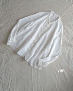 yuni/ユニ　強撚フランス綾 wrap ブラウス　ブラウン yuni/ユニ強撚フランス綾 wrap ブラウスブラウン
