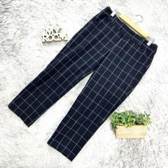 良品❗️【Rue de B bis】チェック柄スリムフィットパンツ(3)紺色