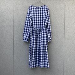 2366【eriira】S♡ チェック柄 長袖ロングワンピース 袖2way