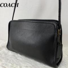 希少 OLD COACH ブラックレザーショルダーバッグ 9814 USA製 COACH オールド コーチ レザー ショルダーバッグ 黒☆9814