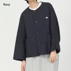 【美品】DANTON カラーレスショートジャケット LT.OLIVE　38 ダントン カラーレス ショートジャケット オリーブ 38〇8-138m