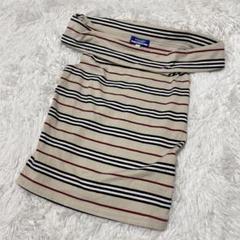 [美品]バーバリー オフショルダー ボーダー カットソー BURBERRY BLUE LABEL オフショルダー カットソー ボーダー