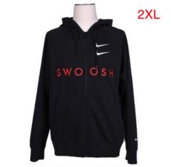 新品NIKE ビッグスウォッシュフルジップブラックパーカー2XLサイズ 黒