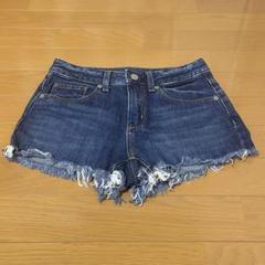 デニム ショートパンツ フリンジヘム 短パン Sサイズ