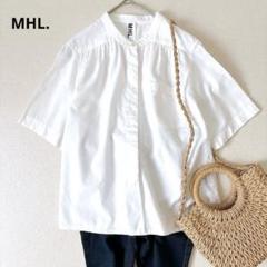 MHL. エムエイチエル バンドカラー 半袖シャツ コットンリネン