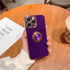 ﻿iPhone14promaxケースTPUリングケース 濃い紫iphoneケース