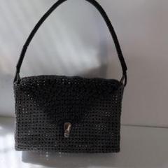断捨離・ハンドメイド・黒のクラフトハンドバッグ