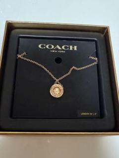 希少COACHネックレスカラーストーンヴィンテージゴールド104cm