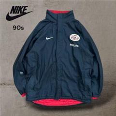 【ナイキ】90s中綿入りナイロンジャケットドローコードPSVサッカー堂安律古着黒