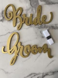【結婚式用】フォト用プロップス・プレート(groom & bride)ゴールド