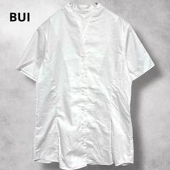 【BUI】Vネック　シャツ　半袖　ホワイト系　（L） 綿100% コットン