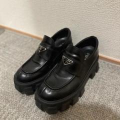 PRADA⭐︎モノリス プラッシュドレザー ローファー⭐︎試着のみ未使用⭐︎38 PRADA】 モノリス ブラッシュドレザー ローファー (PRADA