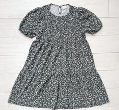 ZARA グリーン 花柄 半袖 フレアワンピース 164cm