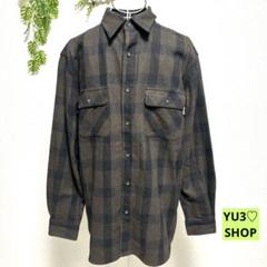 ウールリッチ メンズ 長袖シャツ M コットン100% 深緑 厚め ゆったり