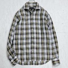 美品『ORIAN オリアン』リネン麻 カッタウェイシャツ チェック イタリア製