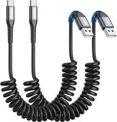 USB C ケーブル 0.4Mから1Mまで 伸びる 最大3A急速充電 伸縮自在