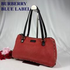 バーバリー　トートバック　肩掛け可　キャンバス　レザー　ノバチェック　台形　赤 BURBERRY バーバリー ノバチェック トートバッグ キャンバス