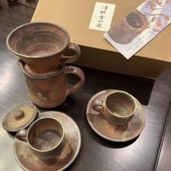 【おうちカフェ】 金山焼 コーヒードリッパー＆ポット・コーヒーカップ２客　新品！ おうちカフェ】 金山焼 コーヒードリッパー＆ポット・コーヒー