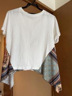 ZARA アシンメトリー Tシャツ S ホワイト/マルチカラー