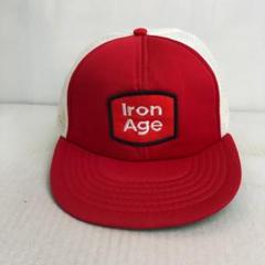 【USA古着】Iron Age ビンテージ ワッペン メッシュキャップ 赤白