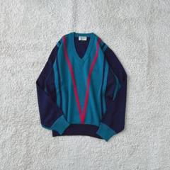 昭和レトロ ゴルフウェア セーター プルオーバーニット 長袖カットソー ロゴ刺繍