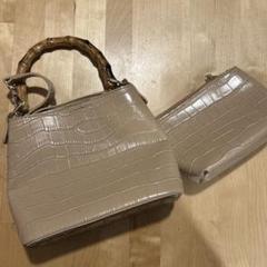 ベージュ クロコダイル風ハンドバッグ クロコ風バッグ （ベージュ） - Fleur accesories shop