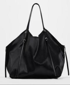 【ZARA】ペーパーバッグビッグトート ZARA✧ザラ マキシペーパートートバッグ ストライプ柄 大容量