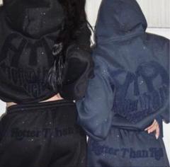 新品 HTH glitter logo hoodie パーカーフーディ ネイビー glitter logo hoodie – YZ