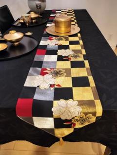 A644★逸品‼️豪華刺繍‼️ひな祭り‼️袋帯正絹テーブルランナー2m16cm A644☆逸品‼️豪華刺繍‼️ひな祭り‼️袋帯正絹テーブルランナー
