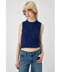 moussy SHAGGY GLITTER KNIT トップス　ネイビー