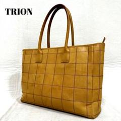 トライオン トートバッグ パネルレザー ショルダーバッグ レザー キャメル