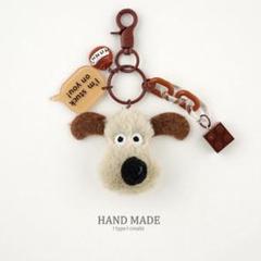 グルミット 犬の顔キーホルダー カラビナ付き