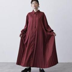 ⭐️manana suerte アシンメトリープリーツワンピース ボルドーのサムネイル