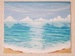 風景画　海の絵　パステル　アート　自然　絵画　夏　空の絵　オイルパステル　青空のサムネイル