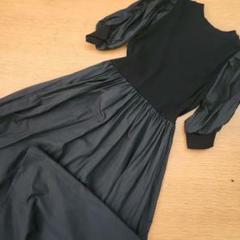 ナチュラルクチュール　ロングワンピース　リブ　パフスリーブ