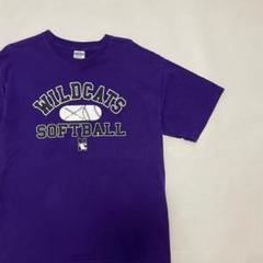 USA 古着 Tシャツ 半袖 ワイルドキャッツ 紫 ソフトボール E0356