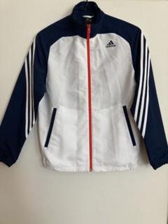 adidas ワンポイント プルオーバー ナイロンジャケット 紺白 L 90s adidas ワンポイント プルオーバー ナイロンジャケット 紺白