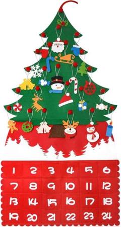 クリスマス壁掛けカレンダー 飾り24個付き サイズ 52cm×95cm