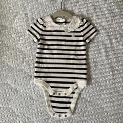 【未使用品】baby GAP 半袖ロンパース 襟付き フリル ボーダー 60cm