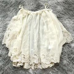美品✨【ココディール】アイボリー シフォンレース 五分袖ブラウス オフショルダー