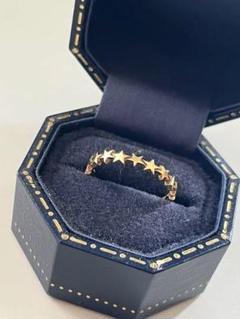 STAR JEWELRY K10YG x クリスタル 星と月デザインリング
