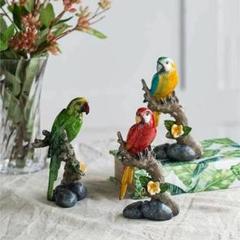 トロピカルカラーのインコオブジェ 3色セット（青・緑・赤） 置物 動物 トロピカルカラーのインコオブジェ 3色セット（青・緑・赤