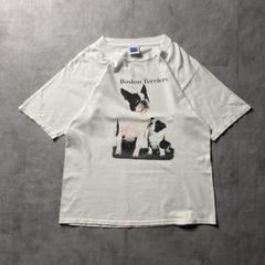 【入手困難】90s USA製 ボストンテリア Tシャツ 犬 アート ホワイト M