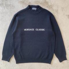 【極稀少】VERSACE CLASSIC V2 モックネック ロゴニット 黒